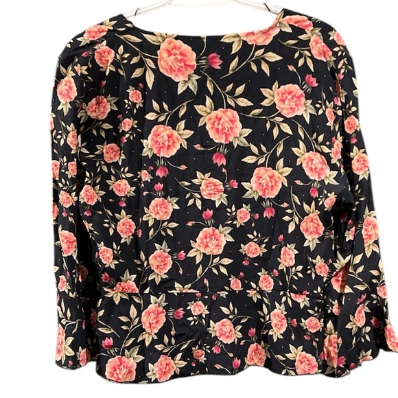 Zara Black & Pink Floral Blouse - Size Extra Large (NWOT) - Picture 2 of 5